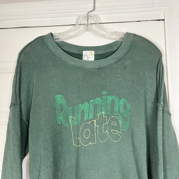 OFFLINE By Aerie Running Late Crop Top Cinch Side Crew Pullover Oversized Womens - Picture 4 of 11